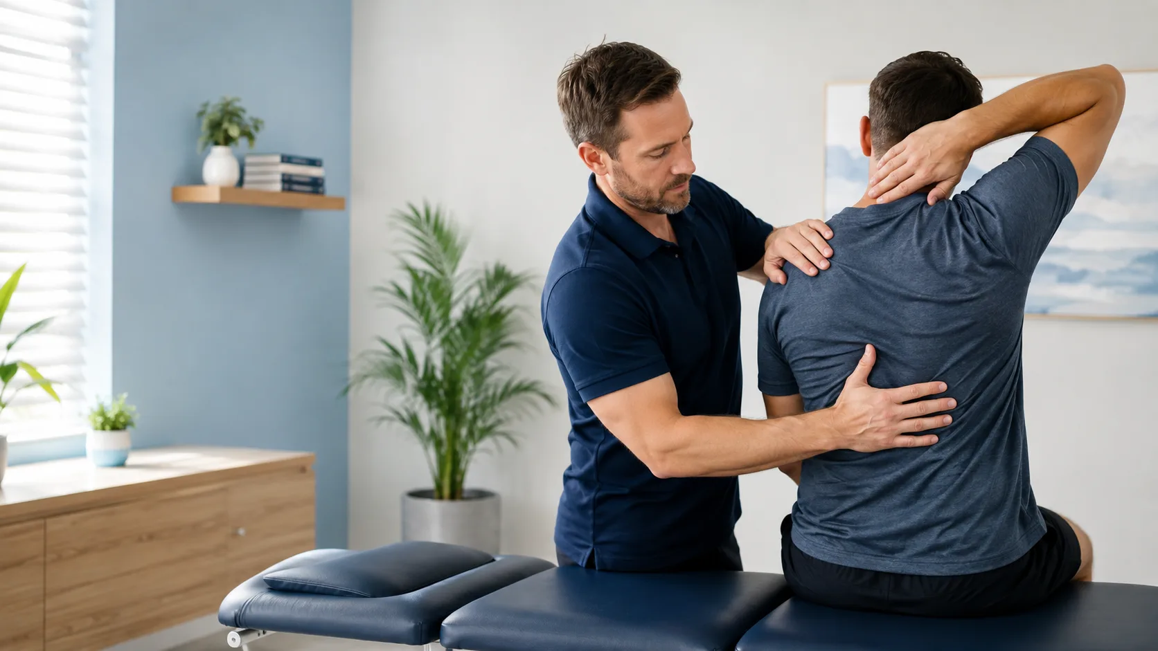 Personalized chiropractic mobility assessment in a bright modern clinic